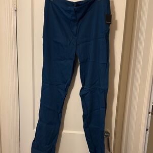 Tahari Terry Straight Blue Pants NWT Linen blend size 12